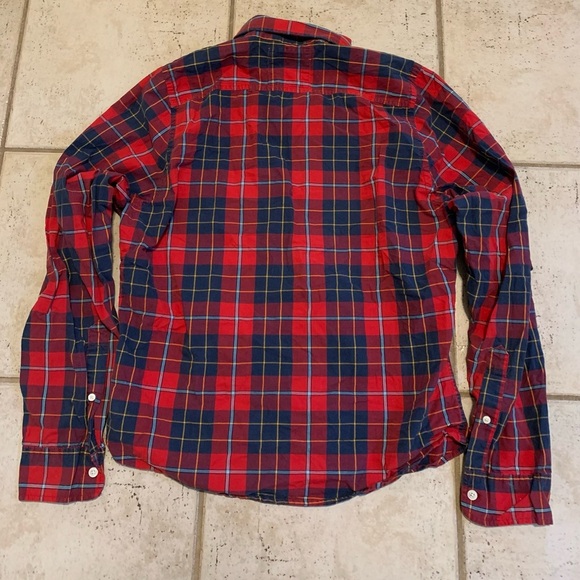 Hollister Men's Red & Navy Blue Plaid Button-Down Shirt Size L - Picture 2 of 5